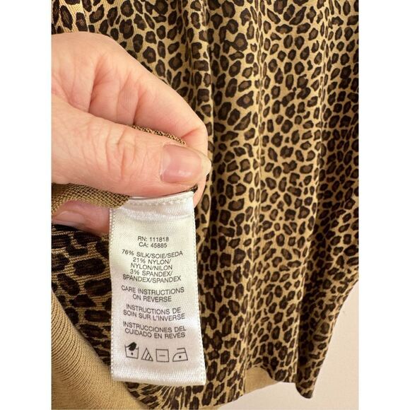 Michael Kors leopard print silk blend 3/4 sleeve cardigan sz SP - Picture 6 of 6